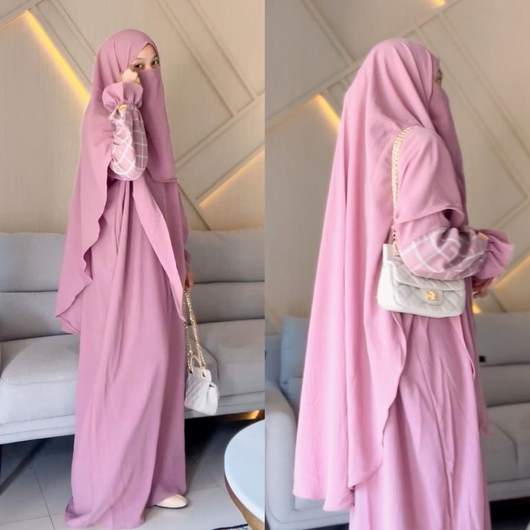 Promo.. Tsurayya - One Set Marwa (Abaya+Bergo Free Cadar) Abaya Set Hijab Cadar He13