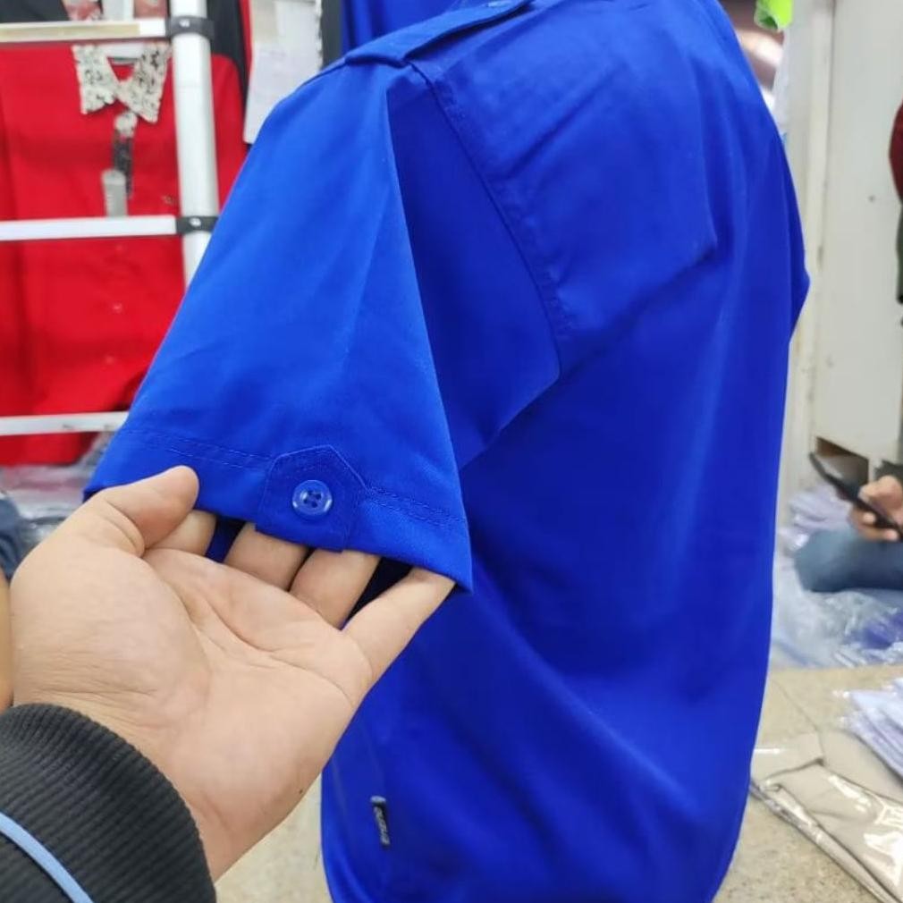 Kemeja PDL Polos Lengan Pendek/Kemeja PDL Pria Warna Biru muda Telor asin/Kemeja Seragaman Pabrik Un