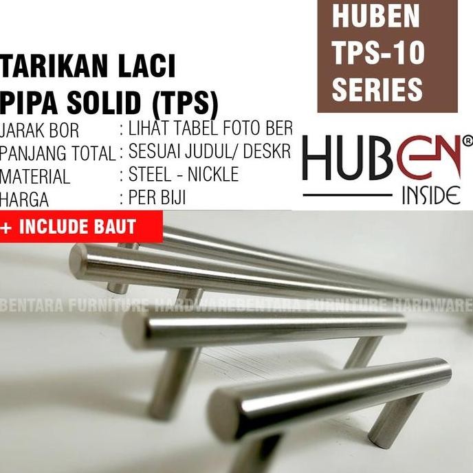 Promo Huben Tps-10 96 Mm  - Handle Tarikan Pipa Solid Laci Meja Lemari Kabinet Gagang Pintu Minimali