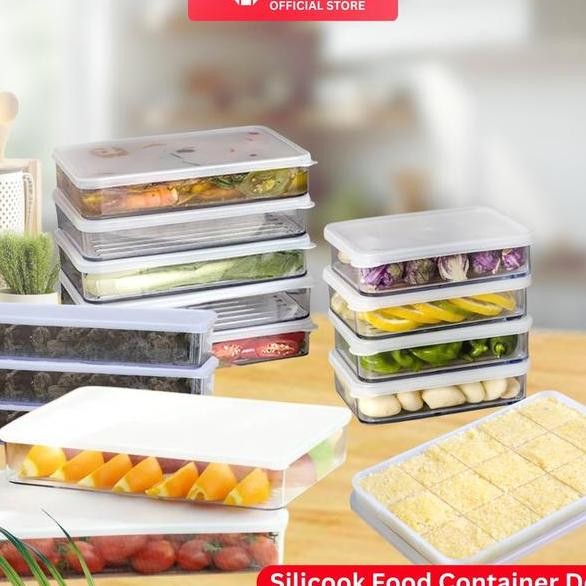 Silicook Food Container Flat Korean 1 Food Container Organizer Kotak Makanan Penyimpanan Kulkas Frid