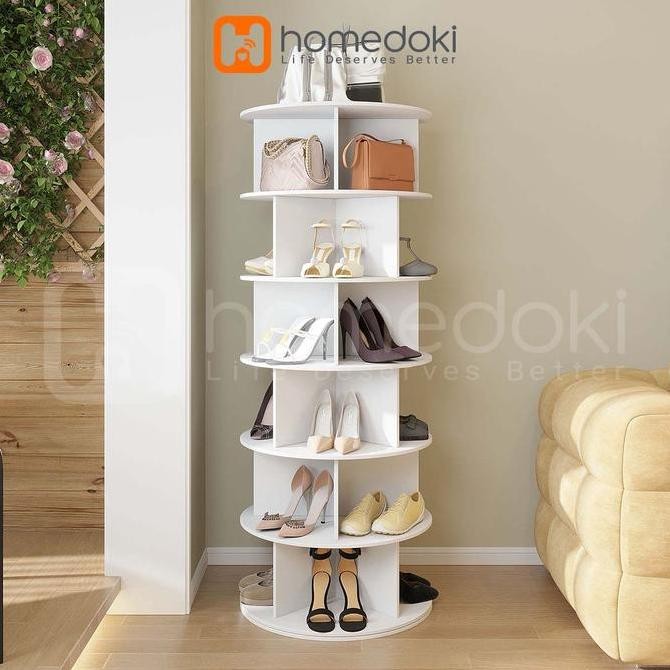 HASCHWALT- Homedoki Rak Sepatu Putar/Lemari Sepatu Putar/Rak Sepatu Minimalis/Rak Pajangan