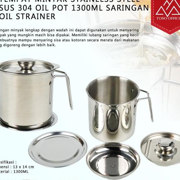 Tempat Minyak Stainless Sus 304 Oil Pot Saringan Minyak Oil Strainer
