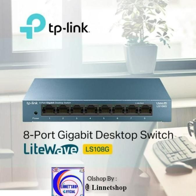 TERBARU - TP-Link 8 Port LS108G Gigabit Tplink Desktop Switch Hub - Linnetshop