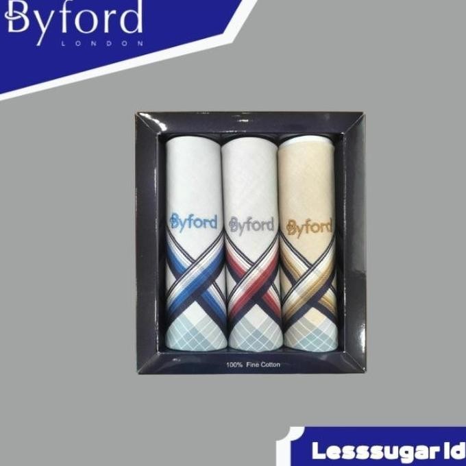 Saputangan Byford Isi 3 Pcs Katun Sapu Tangan Handkerchiefs X13