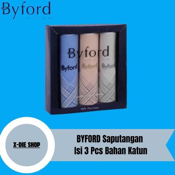 Saputangan Byford Isi 3 Pcs Katun Sapu Tangan Handkerchiefs X06