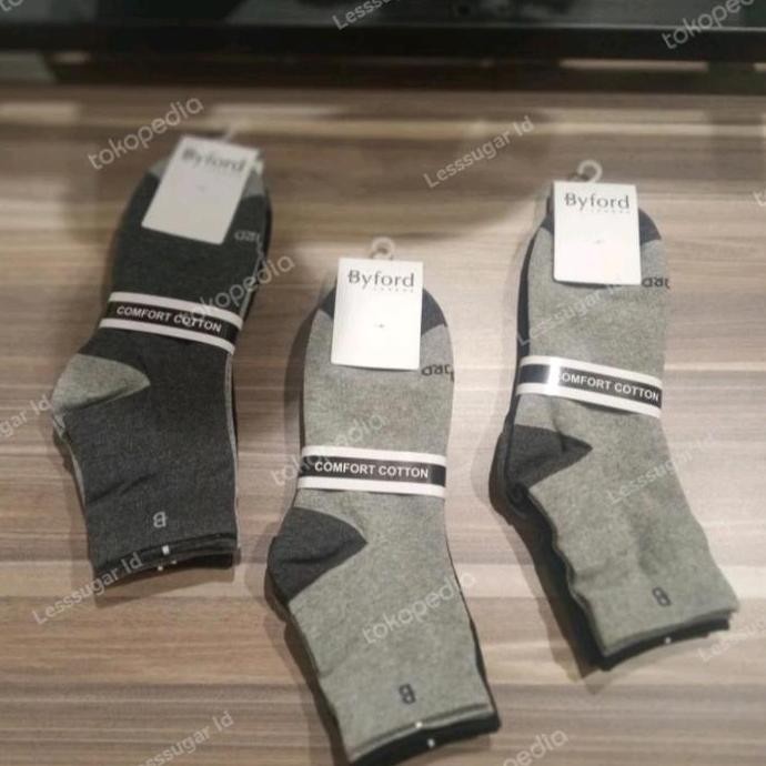 Byford Kaos Kaki Pria Quarter Isi 3 Pcs Bahan Katun