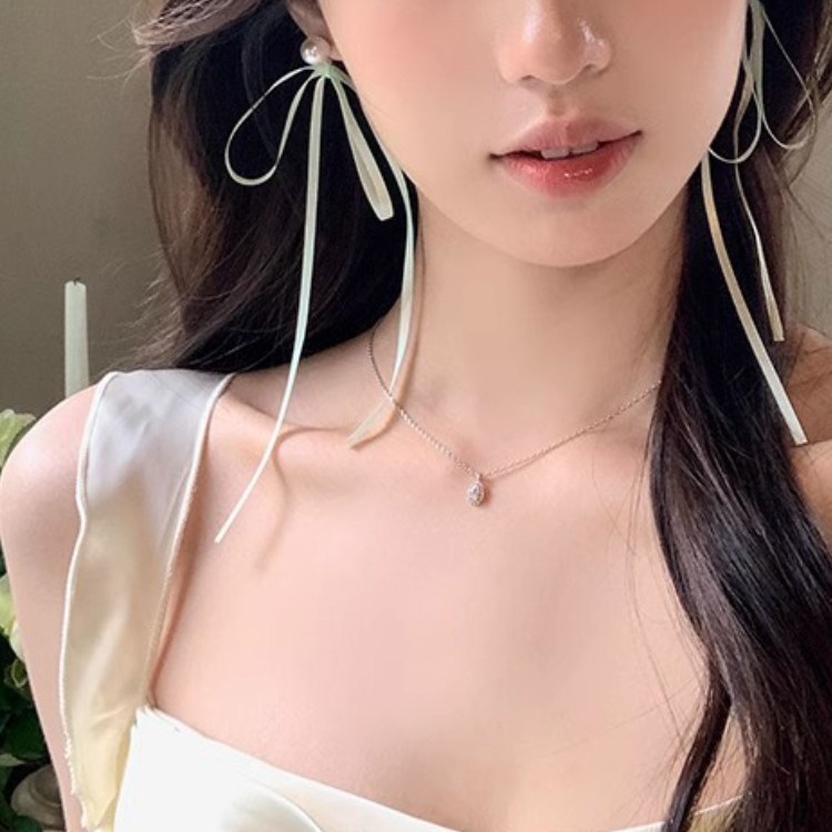 【COD】Anting mutiara pita peri panjang wanita