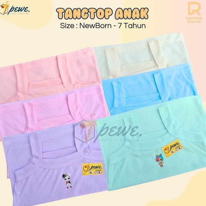 DF198>> 6/12 Pcs Tangtop Anak Perempuan Bahan Katun Lembut Size S M L XL 3L Harga Grosir Karakter Wa