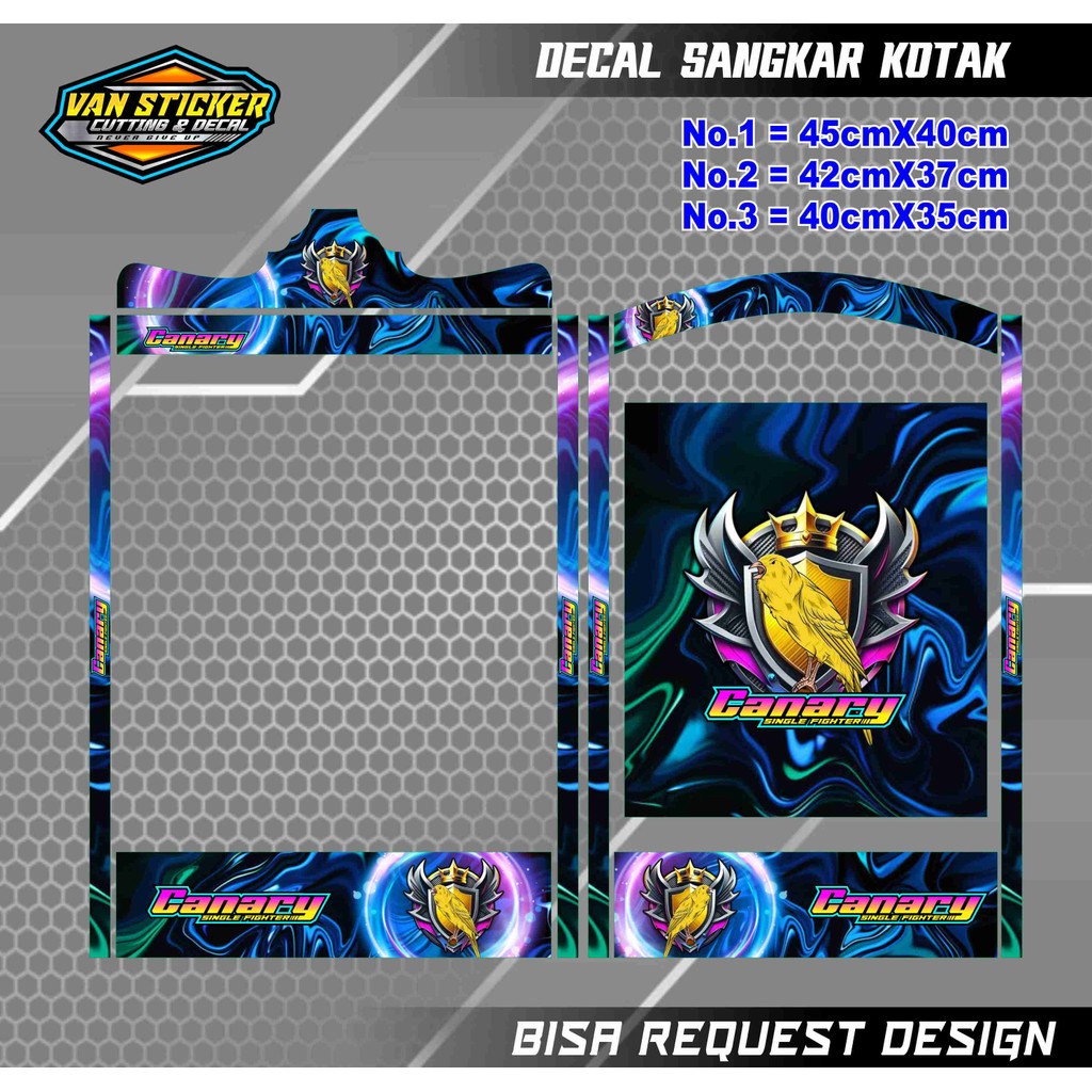 decal sangkar kenari biru