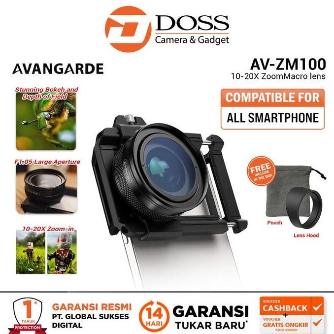 Avangarde AV-ZM100 10-20X Zoom Macro lens for Smartphone Lensa HP