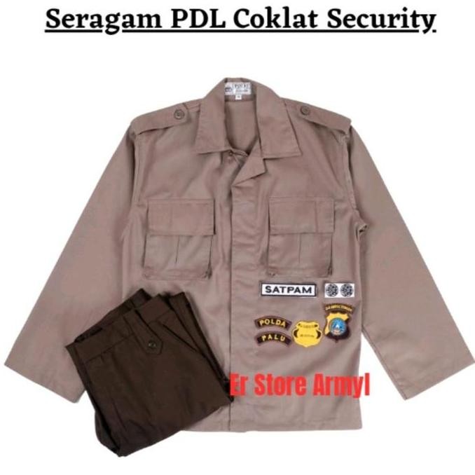 BAJU SERAGAM PDL SATPAM CREAM/COKLAT BAJU SETELAN PDL SECURITY PAKAIAN DINAS LAPANGAN SATPAM