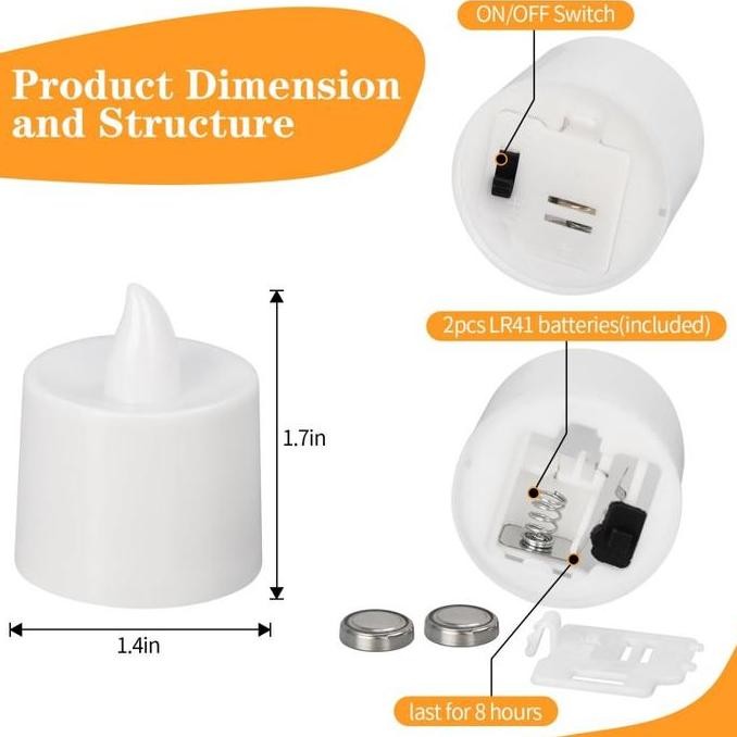 24/50Pcs Lilin LED Mini Aesthetic Lilin Baterai Candle Light Lilin Elektrik Kecil
