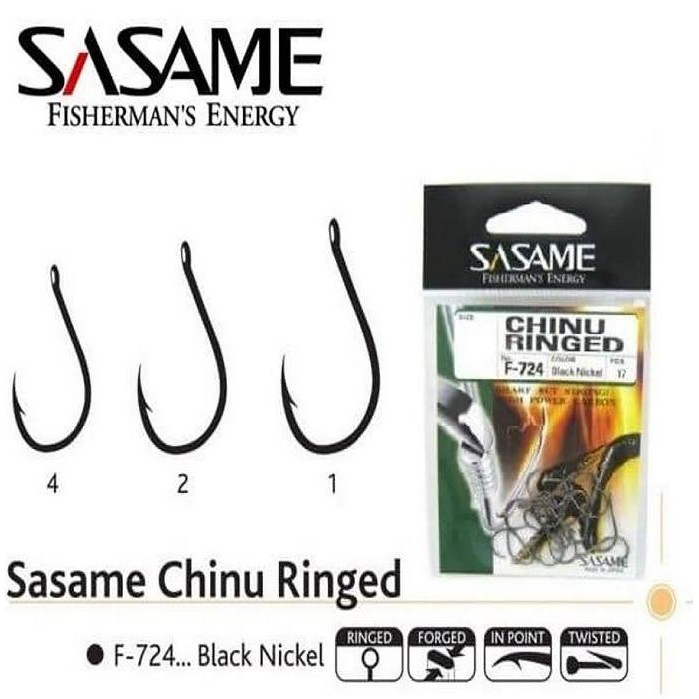 Kail Pancing Sasame Chinu Ringed F-724 Made In Japan (No.1 - No.8) Carbon Steel Murah - Toms Fishing