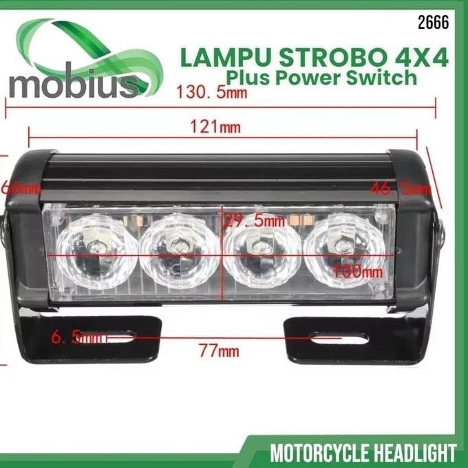 Lampu Sorot Mobius Model 4X4 Warna Biru Plus Saklar Motor Mobil Nmax Pcx 150 Adv 160 Pcx 160 Adv 150