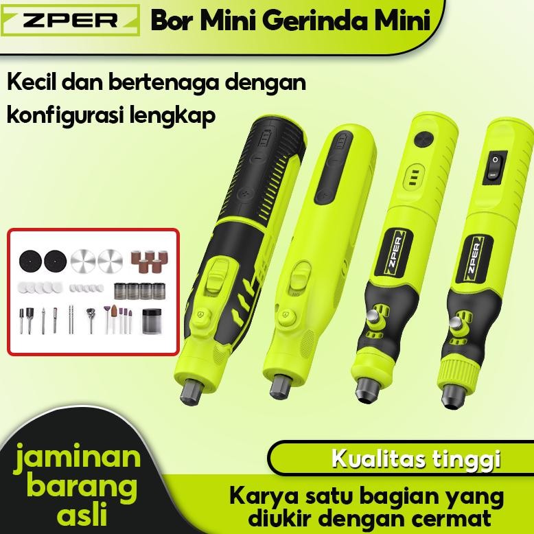 ZPER Bor Mini Listrik Set Lengkap Bor Portable Gerinda Listrik Grinder Alat Ukir Elektrik Mini Mesin