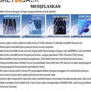 Women- Kacamata Frame/ Kacamata Minus / Kacamata Pelajar / Grey Jack 1108