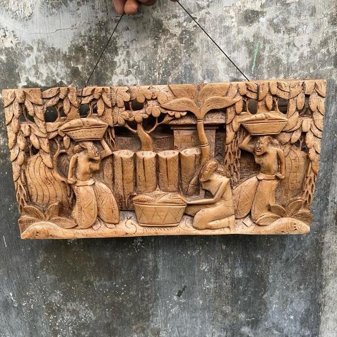 +++++] dekorasi dinding pandil pasar jaman dulu - pajangan ukiran bali - dekorasi dinding patung - p