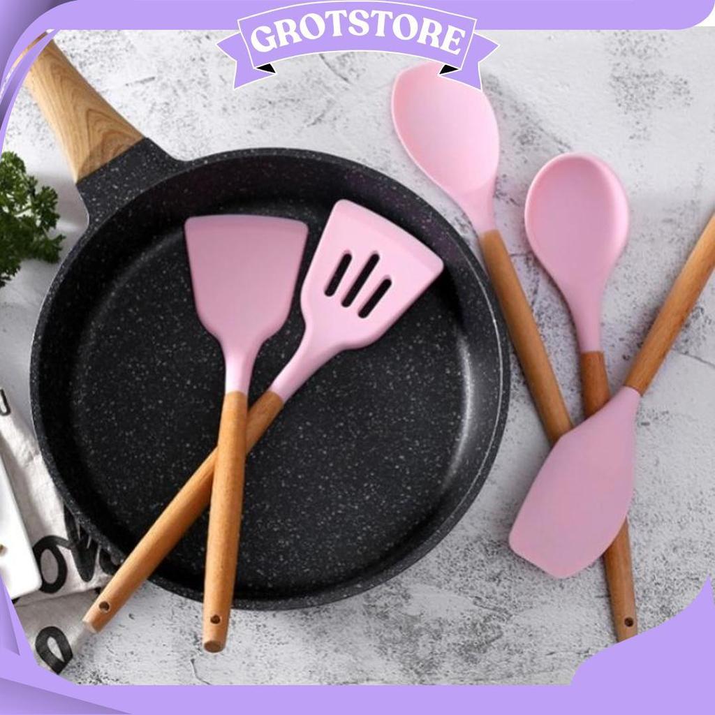 SC - Spatula Silikon H1019 Alat Masak Sodet Lubang Penyaring Minyak Tahan Panas Perlengkapan Dapur T