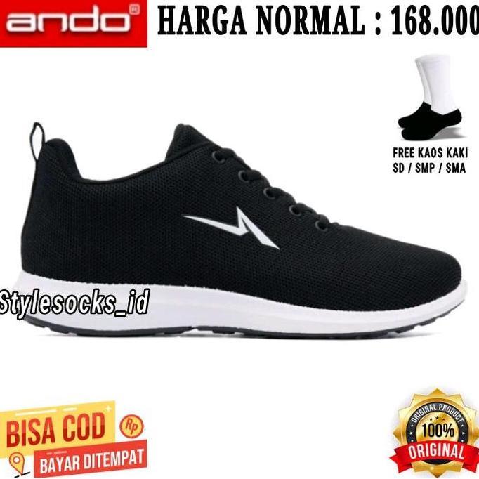 Sho- Sepatu Sekolah Ando Hitam Putih / Sepatu Ando Orlin