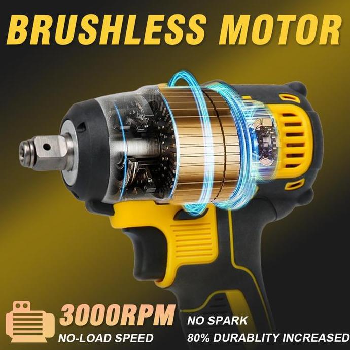 Barkajule_ - Jld Brushless & Cordless Mesin Bor Impact Set Murah Impact Wrench 128Vf 2Baterai Jld-Ii