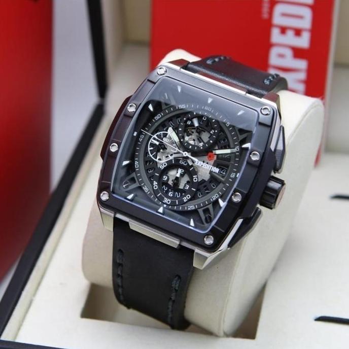 EXPEDITION E6815 E 6815 JAM PRIA ORIGINAL LEATHER STRAP BLACK STEEL