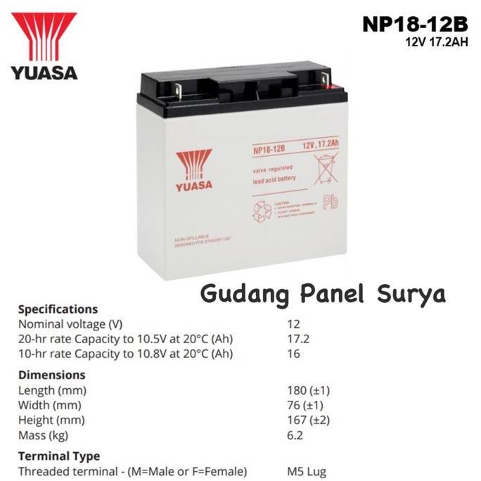 Battery Aki Accu Kering UPS YUASA 12V 17,2AH yuasa NP18-12B12v 17.2ah Diskon