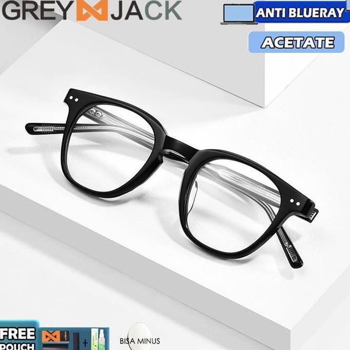 Cioh- Grey Jack Kacamata Antiradiasi Blueray Acetate Style Kotak Bisa Minus Antiradiasi Blueray Phot