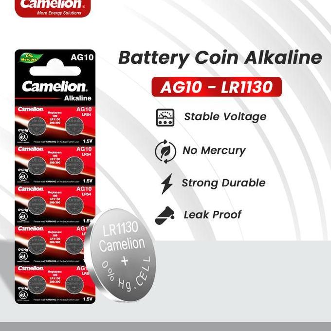 Homed- Camelion Baterai Kancing Alkaline Ag10 / Lr1130 / Lr54 Bp10