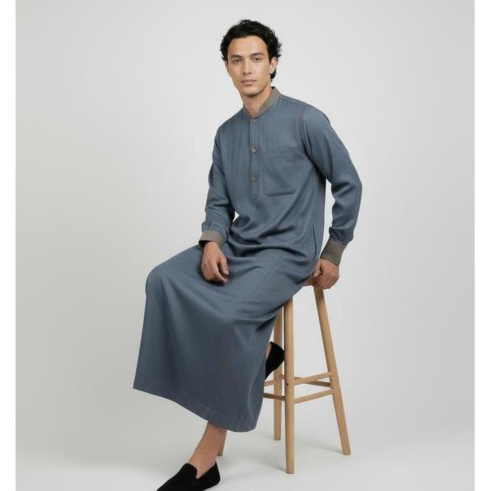 Hamizan Denim Look Comfort Thobe Baju Jubah Gamis Pria Gamis Haramain Pria Baju Lebaran Pria