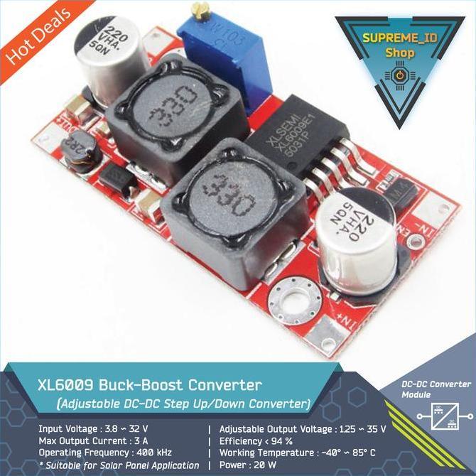 Rext- Xl6009 Dc-Dc Step Up / Down Buck-Boost Power Supply Converter Module | 3A 20W
