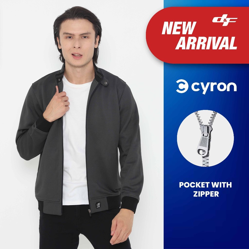 d&f CVC Jaket Biker pria - abu tua
