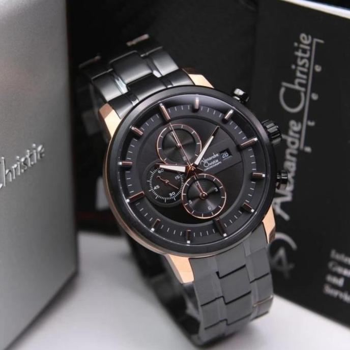 ALEXANDRE CHRISTIE AC6323 AC 6323 BLACK ROSEGOLD JAM TANGAN PRIA