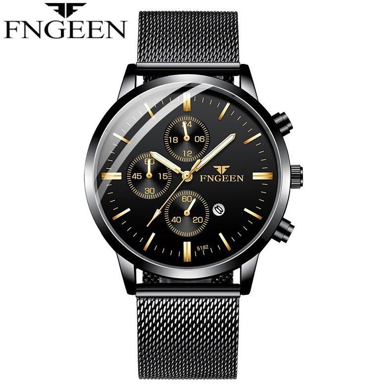 Super Fngeen W5128 Jam Tangan Pria Tipis Rantai Pasir Kasual Quartz Original Anti Air Watch