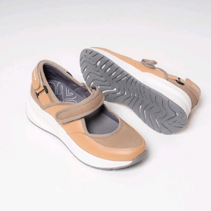 Caw- Zunika Yumna Mocca Sepatu Slip On Nita Cewek Perempuan N Style Dengan Tali Perekat Shoes Sneake
