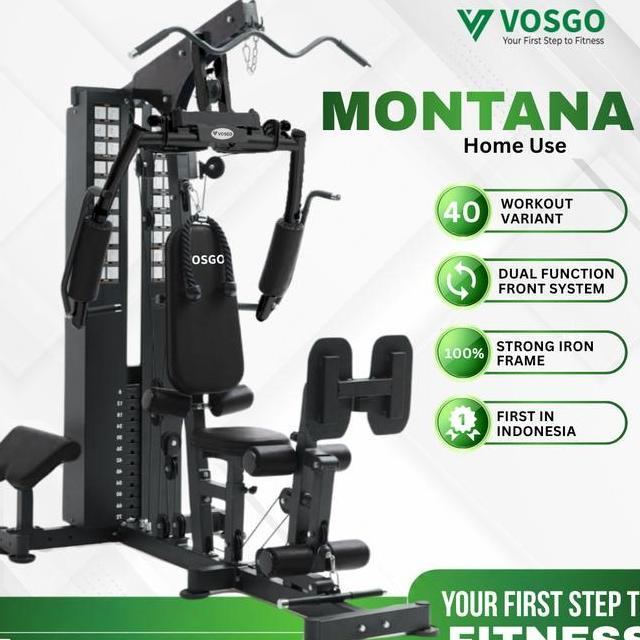 Montana Vosgo Alat Fitness Home Gym 1 Sisi Berat 72Kg Dilengkapi Sta Cover Dan Variasi Gerakan Untuk