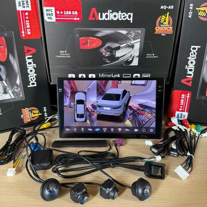 Paket Head Unit Android 9" Audioteq + Camera 360 Android Audioteq Ram 4/128 Gb - Gsm 4G Androod Audi