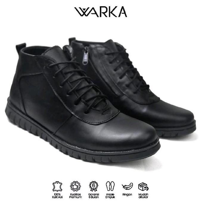 Kasho- Rka Cavan - Sepatu Boots Pria Kulit Kerja Casual Formal Hitam Shoes