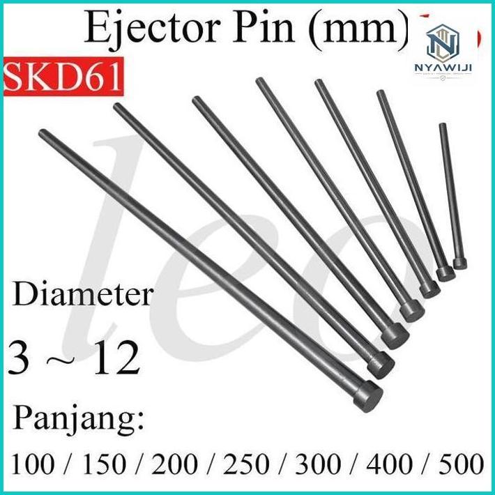 Ejector Pin SKD61 3/3.5/4/4.5/5/5.5/6/8/10/12 mm Panjang 100/150/200/250/300/400/500 Ejektor Pin Inj