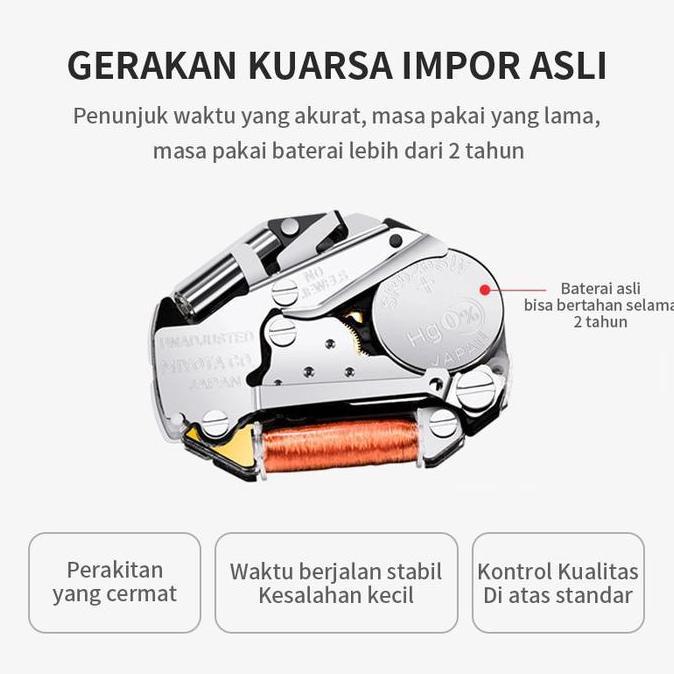 Watch- Buy 1 Get 1 Aiyishi Jam Tangan Pria Dial Beronggakuarsa Anti Air Tali Stainless Steel Jam Tan