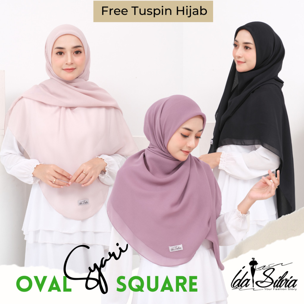 IDASILVIA - Jilbab Segiempat OVAL SYAR'I JUMBO / Kerudung Segi Empat Syari / Hijab OVAL SQUARE Premi