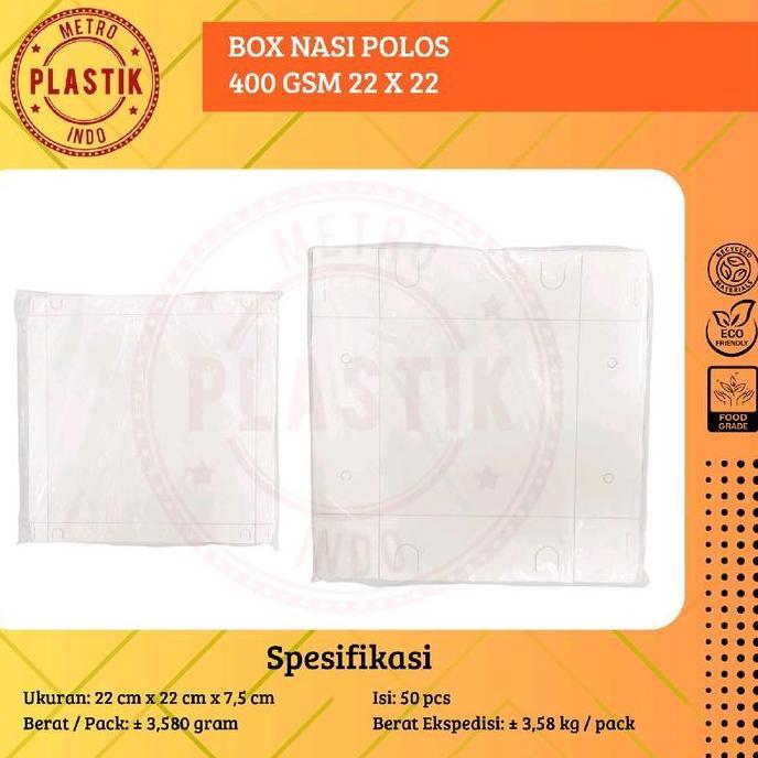 Yuhu- 50Set Dus / Box 400Gsm 22X22 / Kotak Nasi Dus Kemasan Kue Makanan 22 X 22 Polos Mickey 50 Set 