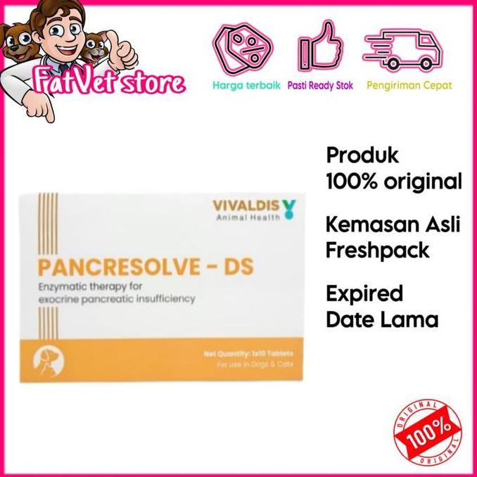 PANCRESOLVE DS DOUBLE STRENGTH DOSIS 2 KALI LEBIH BESAR ENZYM PENCERNAAN HEWAN 10TABS/STRIP