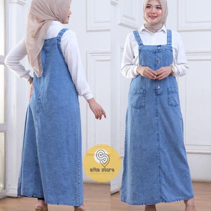 Erena Overall Dress Jeanswash Wanita Vintage Denim