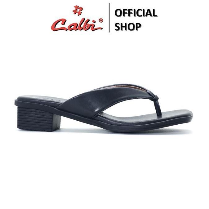 Grayu- Calbi Hf 461 Sandal Block Sandal Heels 4Cm Kulit Jepit Perempuan Ootd Polos Casey