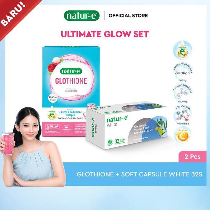 Natur-E Ultimate Glow SetSet (Natur-E GLOTHIONE Glutathione Next-Gen Brightening Berry Collagen Drin
