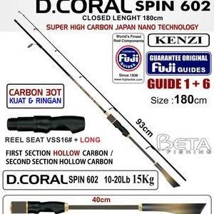 BEBAS ONGKIR - KENZI Rod Pancing D'Coral Spin 602 Fuji Guides Carbon Joran