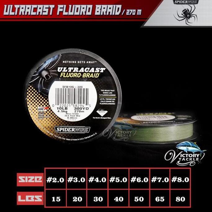 NEW SENAR PANCING PE SPIDERWIRE ULTRACAST FLUORO BRAID 300 YARDS MADE IN USA Victory Tackle Online
