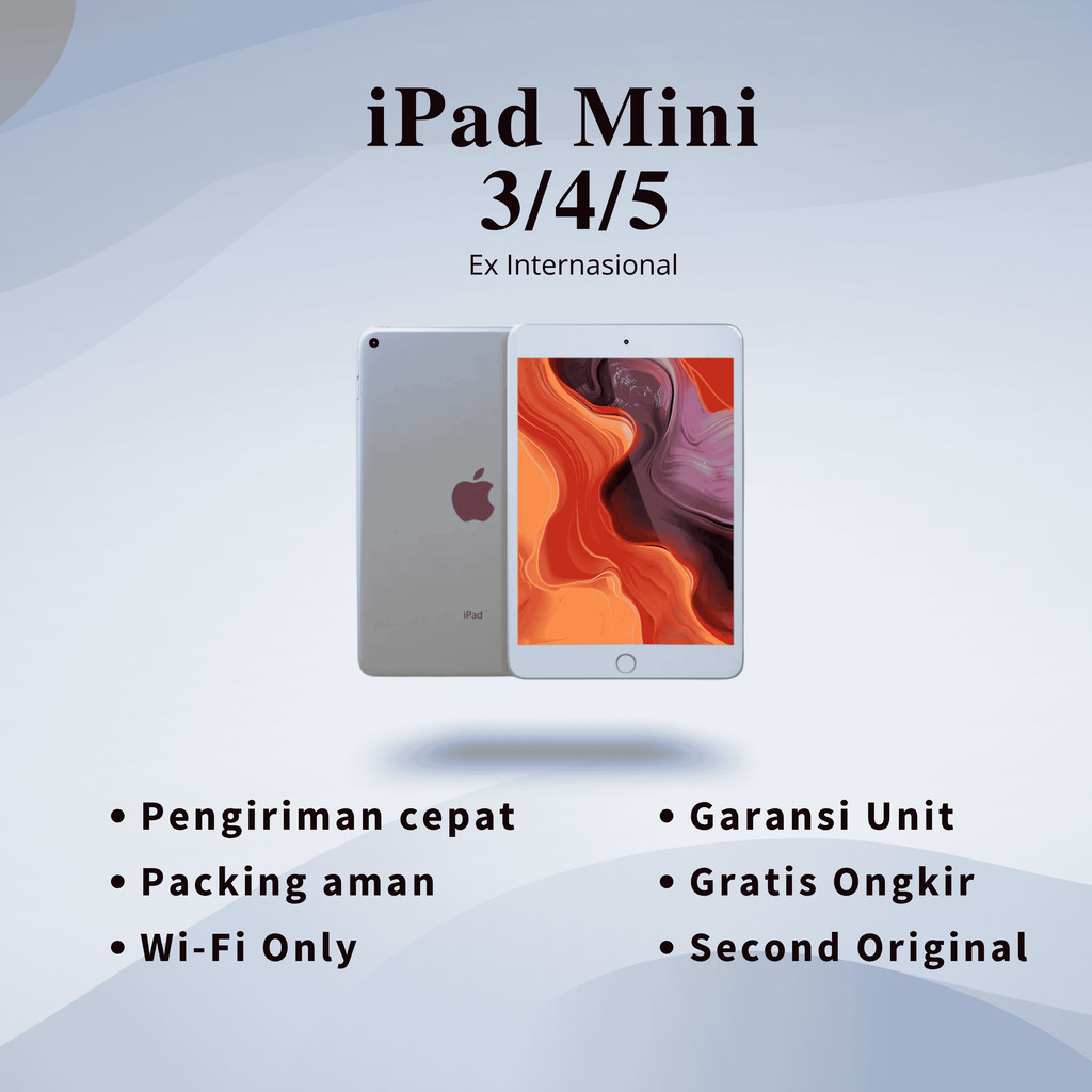 COD Apple Ipad Mini 3 - Mini 4 - Mini 5 16GB 32GB 64GB 128GB Wifi Only Second Original Inter 100 % T