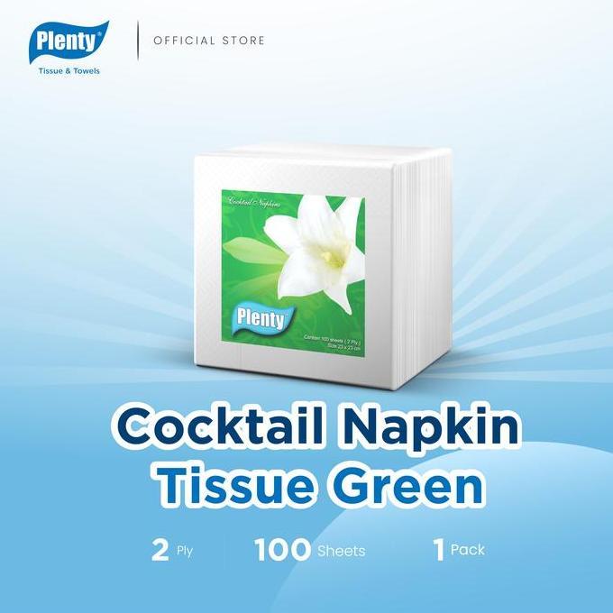 Plenty Cocktail Napkin Tissue Green Sheets