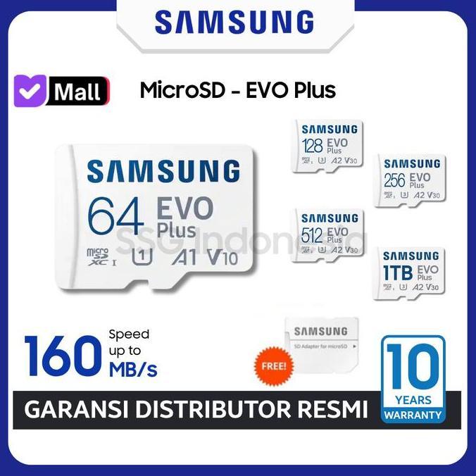 Samsung MicroSD EVO Plus 64GB / 128GB / 256GB / 512GB / 1TB  Memory Card Kartu Memori Micro SD - Gar